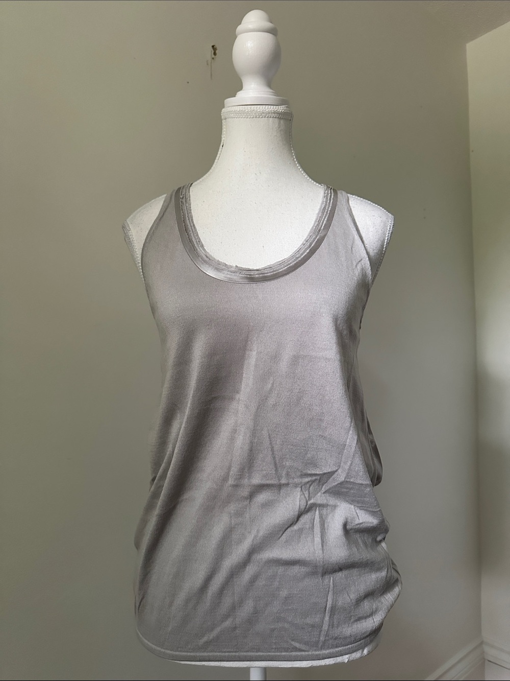 TRISTAN Grey Cotton Blend Grunge Party Preppy Scoop Neck Tank Top Small